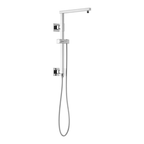 Brizo Essential 18" Linear-Square Shower Column, 15" Overhead Shower Arm, Polished Chrome - 80099-PC