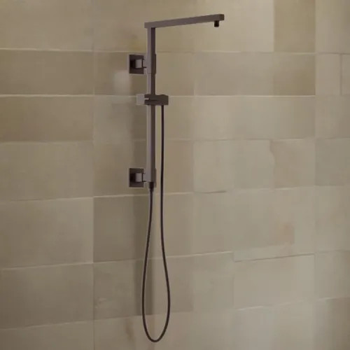 Brizo Essential 18" Linear-Square Shower Column, 15" Overhead Shower Arm, Venetian Bronze - 80099-RB