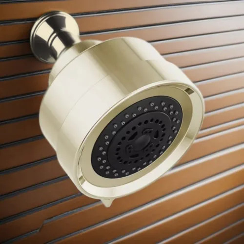 Brizo Essential 4-1/2" Wall-Mount Shower Head, Three Spray Functions, Touch-Clean Nozzles, WaterSense, 1.75 GPM, Brilliance Polished Nickel - 87092-PN