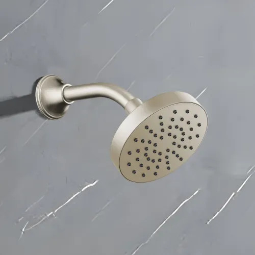 Brizo Essential 5" Wall-Mount Showerhead, Round, Single-Function, Touch-Clean, 2.5 GPM, Brilliance Brushed Nickel - 82392-BN-2.5