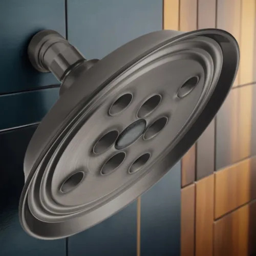 Brizo Essential 7" Wall-Mount Shower Head, Single-Function, H2Okinetic, WaterSense, 1.75 GPM, Brilliance Luxe Steel - 87305-SL