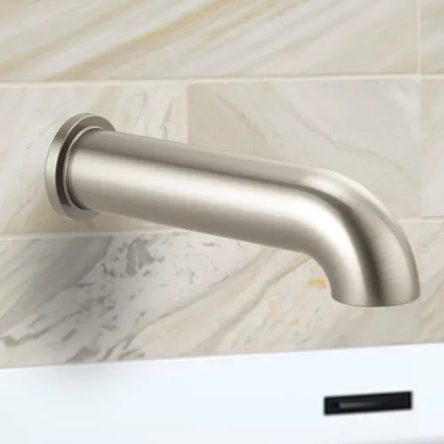Brizo Essential Linear Round Non-Diverter Tub Spout, Brass, Brilliance Brushed Nickel - RP81435BN