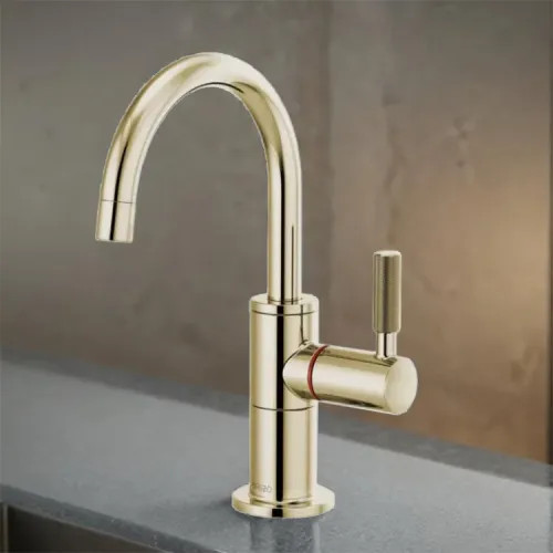 Brizo Litze Instant Hot Water Faucet with Arc Spout and Knurled Handle, 1.0 GPM, Brilliance Polished Nickel - 61343LF-H-PN