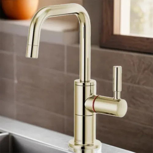Brizo Odin Single-Handle Instant Hot Water Faucet with Square Spout, Deck Mount, ADA, 1.0 GPM, Brilliance Polished Nickel - 61365LF-H-PN