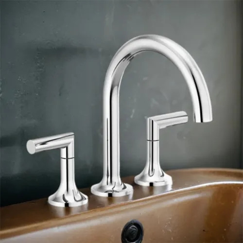 Brizo Odin Two-Handle Roman Tub Faucet Trim, 3-Hole, Arc-Spout, 1.75 GPM, WaterSense, Less Handles, Polished Chrome - T67375-PCLHP