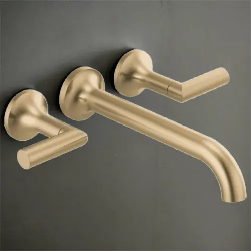 Brizo Odin Two-Handle Wall-Mount Tub Faucet Trim, 3-Hole, 9.3 GPM, Solid Brass, Less Handles, Brilliance Luxe Gold - T70475-GLLHP
