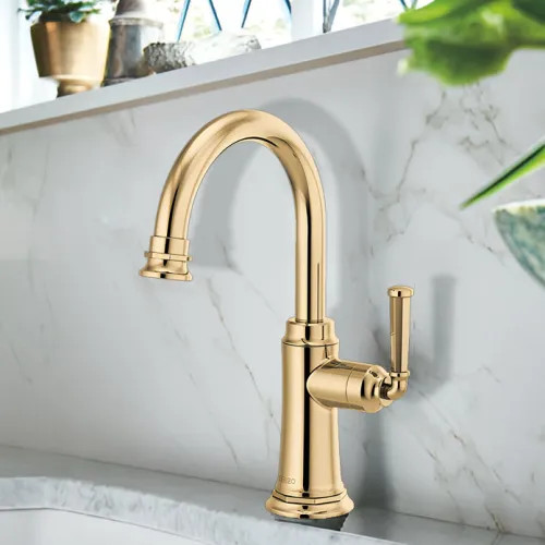 Brizo Rook Single-Handle Cold Water Beverage Faucet with Integrated Air Gap, Diamond Seal, Lever Handle, 1.5 GPM, Brilliance Polished Gold - 61374LF-C-PG