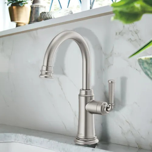 Brizo Rook Single-Handle Cold Water Beverage Faucet with Integrated Air Gap, Diamond Seal, Lever Handle, 1.5 GPM, Brilliance Stainless - 61374LF-C-SS