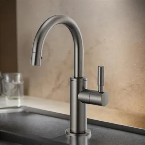 Brizo Single-Handle Cold Water Beverage Faucet with Arc Spout, DIAMOND Seal, Lever Handle, ADA, 1.5 GPM, Brilliance Luxe Steel - 61320LF-C-SL