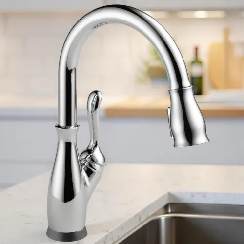 Delta Leland VoiceIQ Pull-Down Kitchen Faucet With Touch2O, Single Handle, ShieldSpray, DIAMOND Seal, Chrome - 9178TV-DST