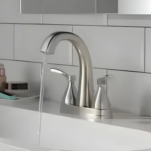 Delta Stryke High-Arc Centerset Lavatory Faucet With Metal Pop-Up, DIAMOND Seal, Two Lever Handles, 1.2 GPM, Chrome - 25775-MPU-DST