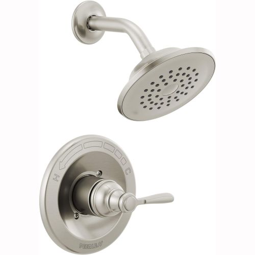 Peerless Elmhurst MultiChoice Single-Setting Touch-Clean Shower Faucet with Pressure Balance Cartridge, Trim Only, 1.5 GPM, Brushed Nickel - PTT14265-BN