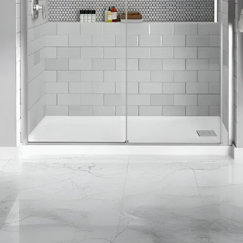 American Standard Studio 60in x 30in Single Threshold ADA Shower Base with Right-Hand Outlet, Acrylic Surface, White - A8001L-RHO.020