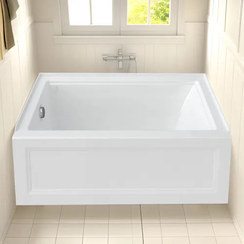 American Standard Town Square S 60in x30in Acrylic Tub with Built-in Apron, Left Hand Drain, White - 2545202.020