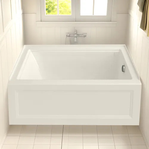 American Standard Town Square S 60in x30in Right Hand Drain Acrylic Tub with Built-in Apron, Linen - 2545102.222 