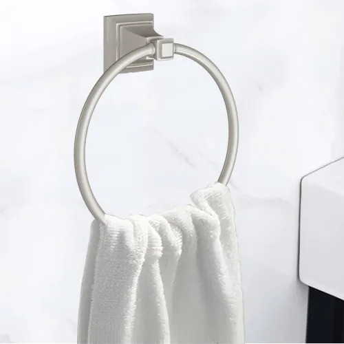 American Standard Town Square S Wall Mounted Towel Ring with Bushing and Concealed Mounting, Brushed Nickel - 7455190.295