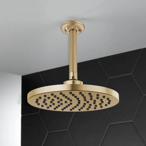 Brizo Essential 10" Raincan Shower Head, Round, Single-Function, WaterSense, 1.75 GPM, Brilliance Luxe Gold - 81398-GL