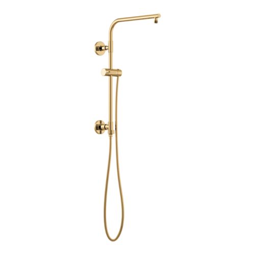 Brizo Essential 18" Euro Round Shower Column, Wall-Mount, 15" Overhead Shower Arm, Brilliance Polished Gold - 80092-PG