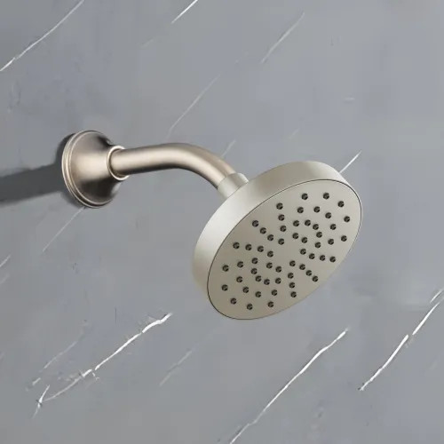 Brizo Essential 5" Wall-Mount Showerhead, Round, Single-Function, Touch-Clean, 2.5 GPM, Brilliance Luxe Nickel - 82392-NK-2.5