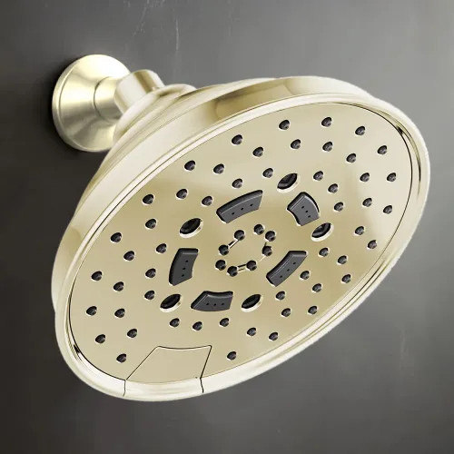 Brizo Essential 7" Wall-Mount Shower Head, Five-Function, Touch-Clean, H2Okinetic, 2.5 GPM, Brilliance Polished Nickel - 87495-PN-2.5