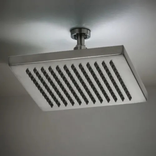 Brizo Essential 8" Raincan Shower Head, Single-Function, 2.5 GPM, Overhead-Mount, Brilliance Luxe Steel - 83341-SL-2.5