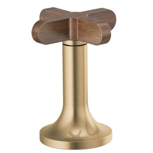 Brizo High-Cross Handle for Odin Collection Widespread Lavatory Faucets, ADA-Compliant, Brilliance Luxe Gold with Wood Accent - HX5375-GLWD