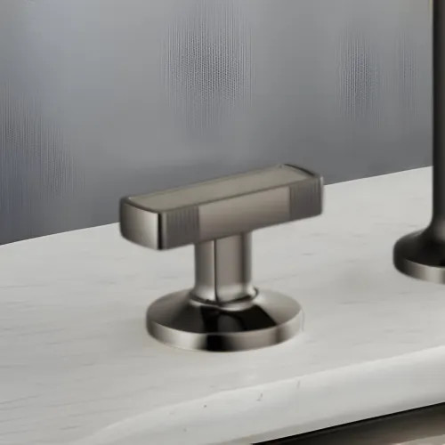 Brizo Kintsu Widespread Lavatory Knob with Concrete Inlay Handle Kit, Brilliance Black Onyx - HI5306-BNXCT