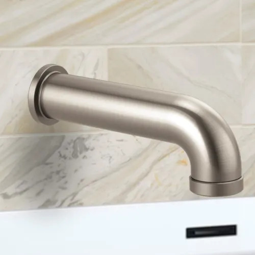 Brizo Odin 7-9/16" Linear Round Pull-Down Diverter Tub Spout, Brilliance Luxe Nickel - RP81438NK