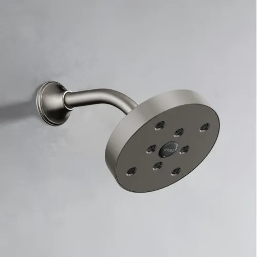 Brizo Odin Essential 5" Wall-Mount Shower Head, Round, Single-Function, H2OKinetic, 1.75 GPM, Brilliance Luxe Steel - 87375-SL