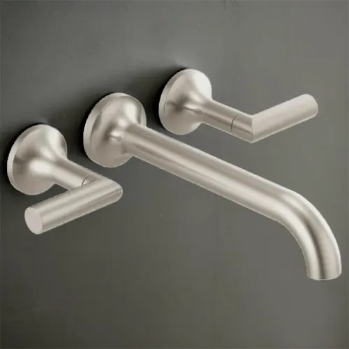 Brizo Odin Two-Handle Wall-Mount Tub Faucet Trim, 3-Hole, 9.3 GPM, Solid Brass, Less Handles, Brilliance Brushed Nickel - T70475-BNLHP