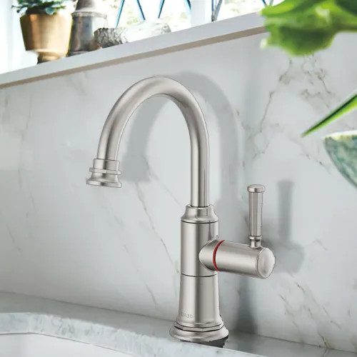 Brizo Rook Single-Handle Instant Hot Beverage Faucet, Less Tank and Filter, Lever Handle, 1.0 GPM, Brilliance Stainless - 61374LF-H-SS
