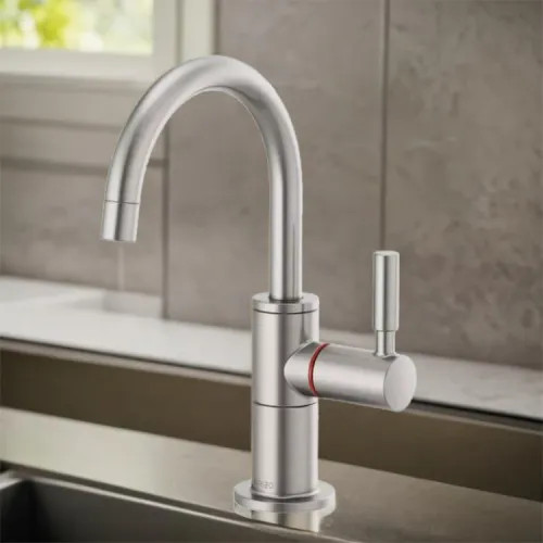 Brizo Single-Handle Instant Hot Water Faucet w/ Arc Spout, 1.0 GPM, Brilliance Stainless - 61320LF-H-SS