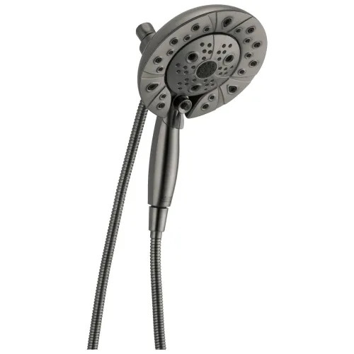 Delta H2Okinetic Technology In2ition Five-Spray Setting 2-in-1 Shower, MagnaTite Docking, Round, Black Stainless - 58480-KS25-PK