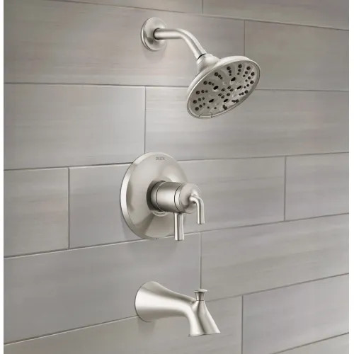 Delta Kayra Monitor 17 Series Tub & Shower Trim, Pressure Balance, Two Lever Handles, Touch-Clean, ADA, 1.75 GPM. Stainless - T17433-SS
