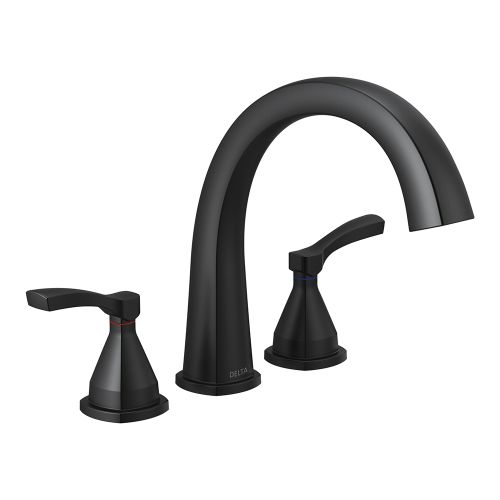 Delta Stryke Two-Handle Roman Tub Faucet Trim, High Arc Spout, Lever Handles, Matte Black - T2777-BL