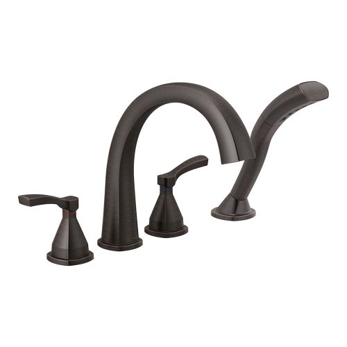 Delta Stryke Two-Handle Roman Tub Faucet Trim with 1.75 GPM Single-Setting Hand Shower, H2Okinetic, Lever Handles, Venetian Bronze - T4777-RB