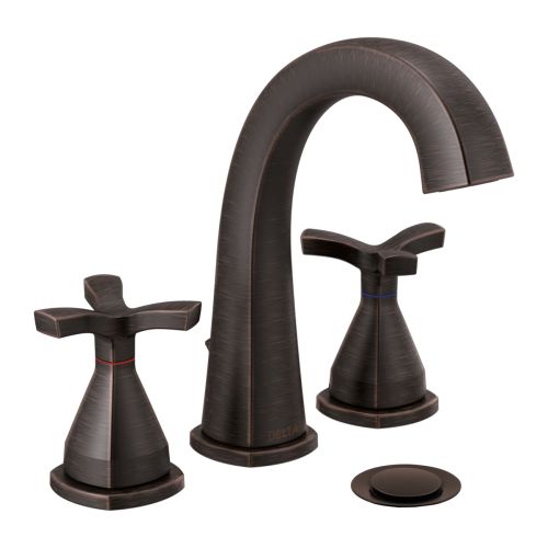 Delta Stryke Widespread Bathroom Faucet With Metal Pop-Up, Deck Mount, Two Handles, Diamond Seal, 1.2 GPM, Venetian Bronze - 357756-RBMPU-DST