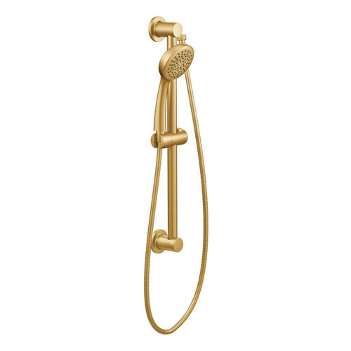 Moen 4in Single-Function Handheld Shower with 24in Slide Bar, Round, Eco-Performance, 1.75 GPM, WaterSense, 59in Hose, Brushed Gold - 3868EPBG