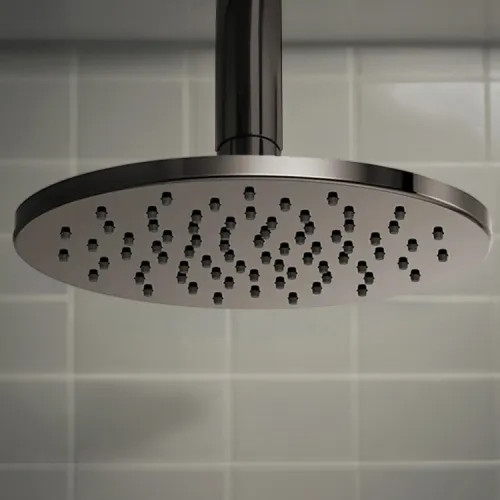 Brizo Essential 12" Raincan Shower Head, Single-Function, WaterSense, 1.75 GPM, Touch-Clean Nozzles, Brilliance Black Onyx - 81392-BNX