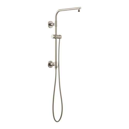 Brizo Essential 18" Euro Round Shower Column, Wall-Mount, 15" Overhead Shower Arm, Brilliance Luxe Nickel - 80092-NK