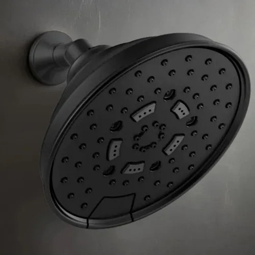 Brizo Essential 7" Wall-Mount Shower Head, Five-Function, Touch-Clean, H2Okinetic, WaterSense, 1.75 GPM, Matte Black - 87495-BL