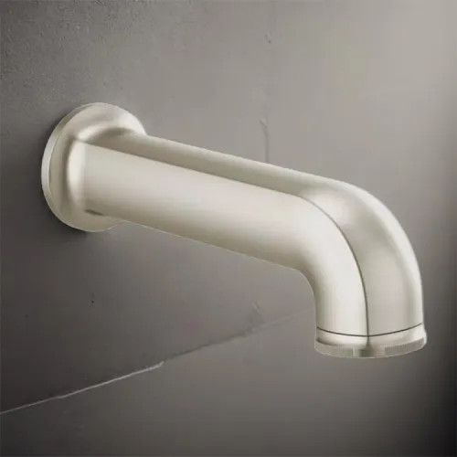 Brizo Kintsu Wall-Mount Brilliance Luxe Nickel Tub Spout with Pull-Down Diverter, Solid Brass, 1/2-inch Connection Size - 73506-NK