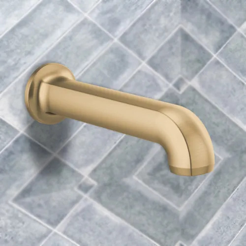 Brizo Kintsu Wall-Mount Non-Diverter Tub Spout with Universal Adapter, Solid Brass, 1/2-inch Connection Size, Brilliance Luxe Gold - 73606-GL