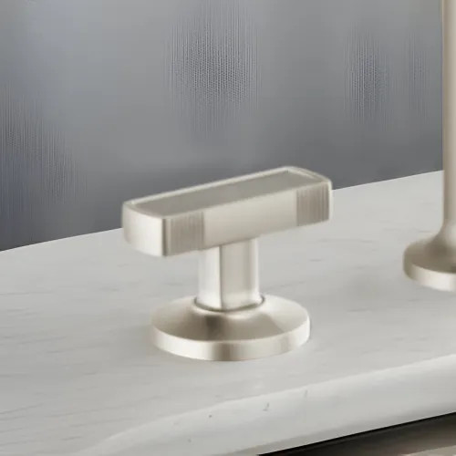 Brizo Kintsu Widespread Lavatory Knob with Concrete Inlay Handle Kit, Brilliance Luxe Nickel - HI5306-NKCT