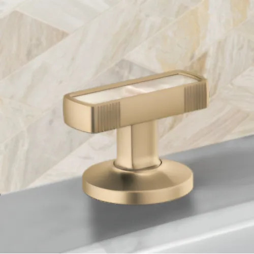 Brizo Kintsu Widespread Lavatory Knob with Mother of Pearl Inlay Handle Kit, Brilliance Luxe Gold - HI5306-GLPL