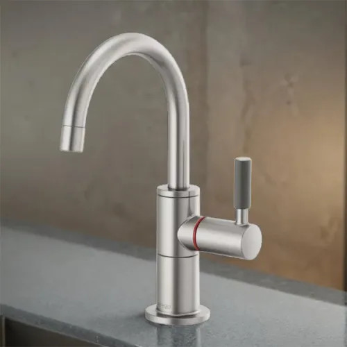 Brizo Litze Instant Hot Water Faucet with Arc Spout and Knurled Handle, 1.0 GPM, Brilliance Stainless - 61343LF-H-SS