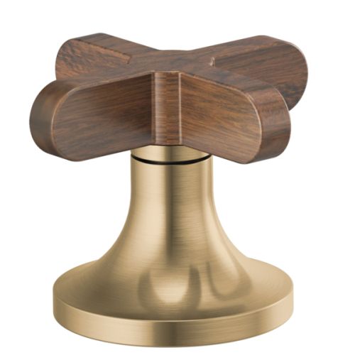 Brizo Odin Cross Handle Kit for 65375LF-LHP and 65375LF-LHP-ECO Bathroom Faucet Series, ADA-Compliant, Brilliance Luxe Gold with Wood Accent - HX5373-GLWD