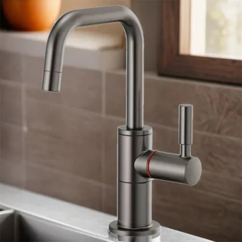 Brizo Odin Single-Handle Instant Hot Water Faucet with Square Spout, Deck Mount, ADA, 1.0 GPM, Brilliance Luxe Steel - 61365LF-H-SL