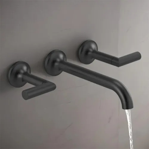 Brizo Odin Two-Handle Bathroom Faucet, Less Handles and Drain, Wall-Mount, 1.2 GPM, Matte Black - T65875LF-BLLHP-ECO