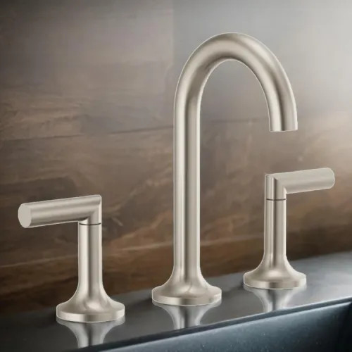 Brizo Odin Two-Handle Widespread Bathroom Faucet, 1.2 GPM, Brilliance Brushed Nickel - 65375LF-BNLHP-ECO